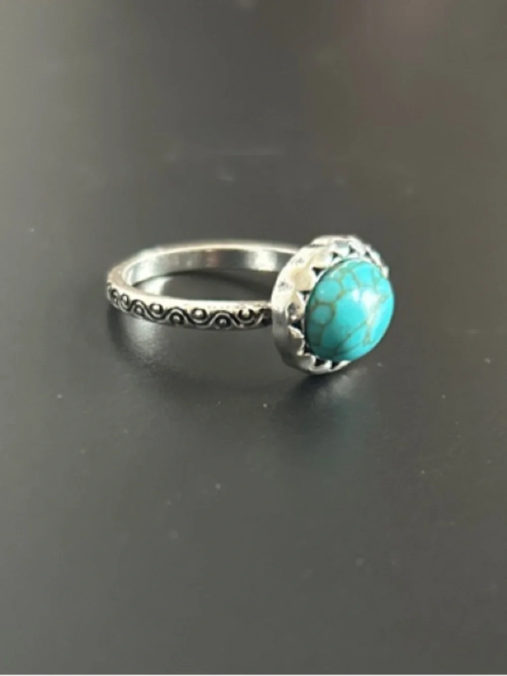 NWOT Silver and Turquoise Color Stackable Ring Set - Picture 2 of 5